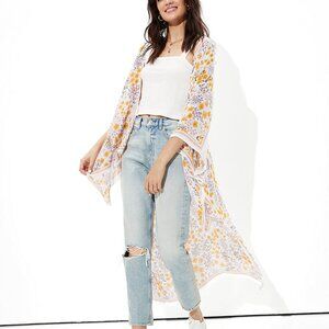 American Eagle Paneled Floral Kimono